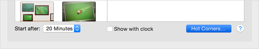 Apple Screen saver settings tab set time display
