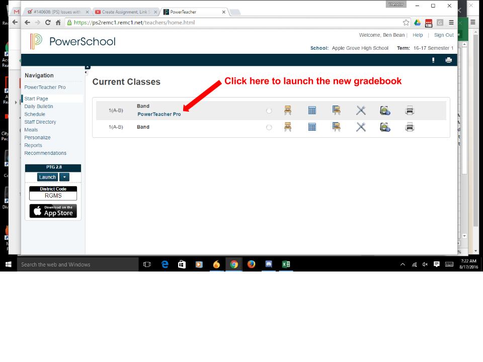 Powerschool current classes page display