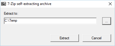 Windows 7-zip self-extracting archive display