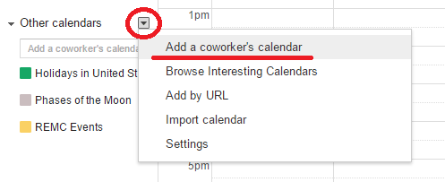 Google calendar Add a coworker's calendar display