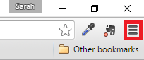 Chrome options menu display
