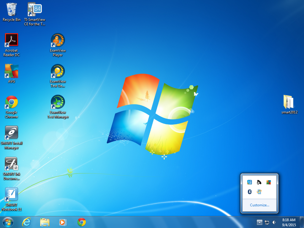 Windows desktop, notification area display