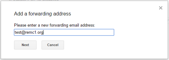Gmail add forwarding address display