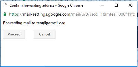 Gmail confirmation screen display
