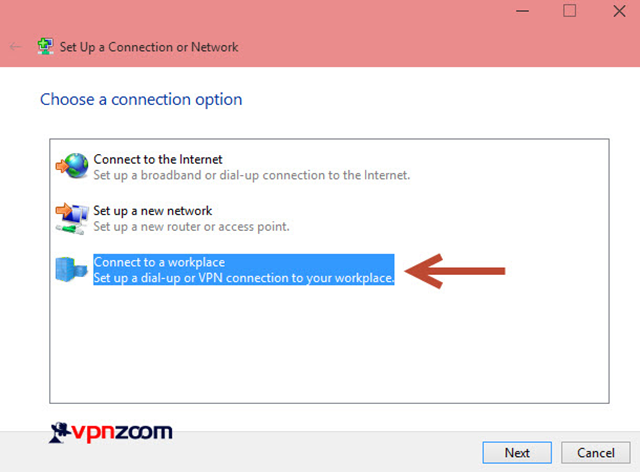 Set up connection or network page, connect to a workplace link display