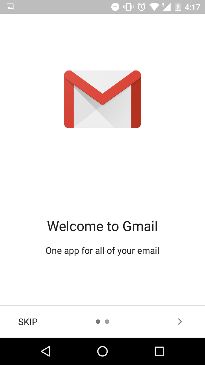 Android Gmail app homepage display