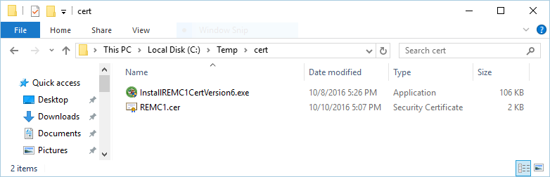 Windows cert folder display