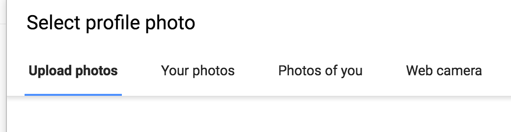 Gmail select profile photo options display