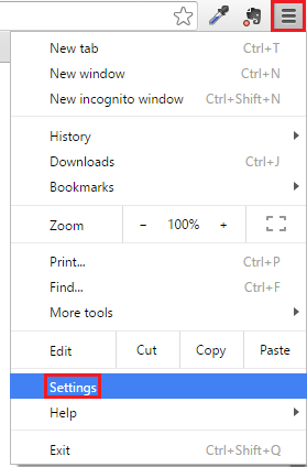 Chrome how to get to settings display