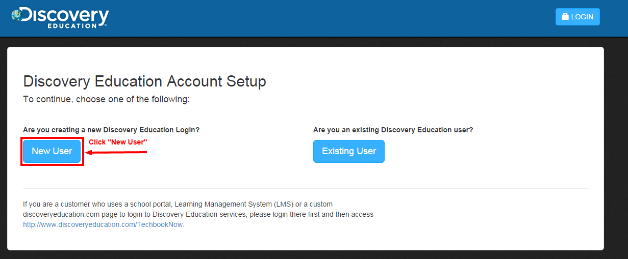 Discovery education account setup page display