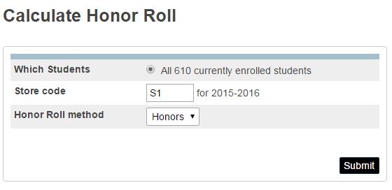 Powerschool calculate honor roll page display
