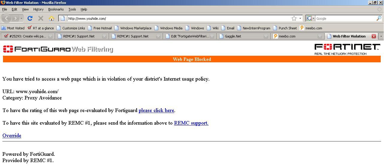Fortigate blocked page display