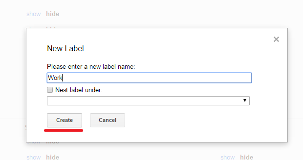 Gmail settings New label display