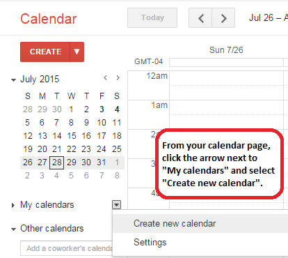 Google calendar Create new calendar display